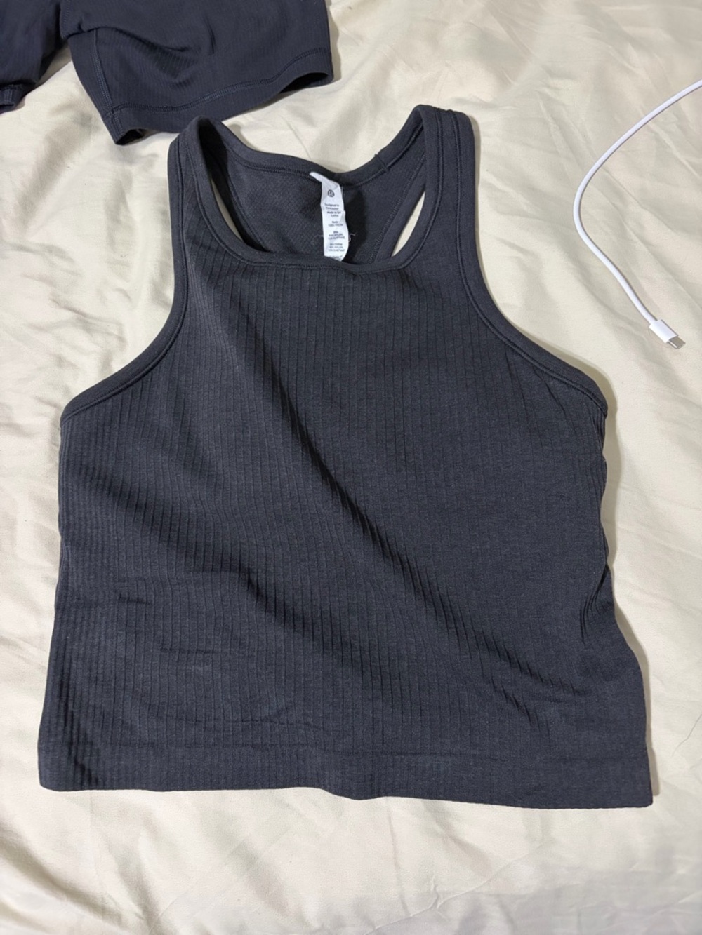 lululemon athletica Black Ribbed Ebb to Street Tank